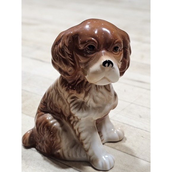 Other - Vintage BONE CHINA BROWN DOG SPANIEL FIGURINE DEPT 20 4 IN